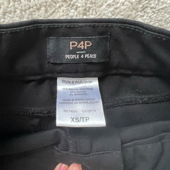 P4P People 4 Peace Black Work Pants Size XS - Picture 3 of 4